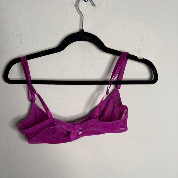 Yasmine Eslami Women's 34B Paris Purple Sheer Lace Unlined Demi Bra - Picture 2 of 3